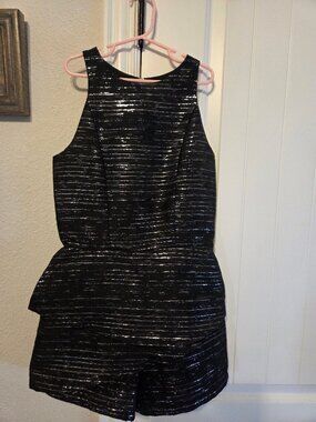 Black and Silver Metallic Romper